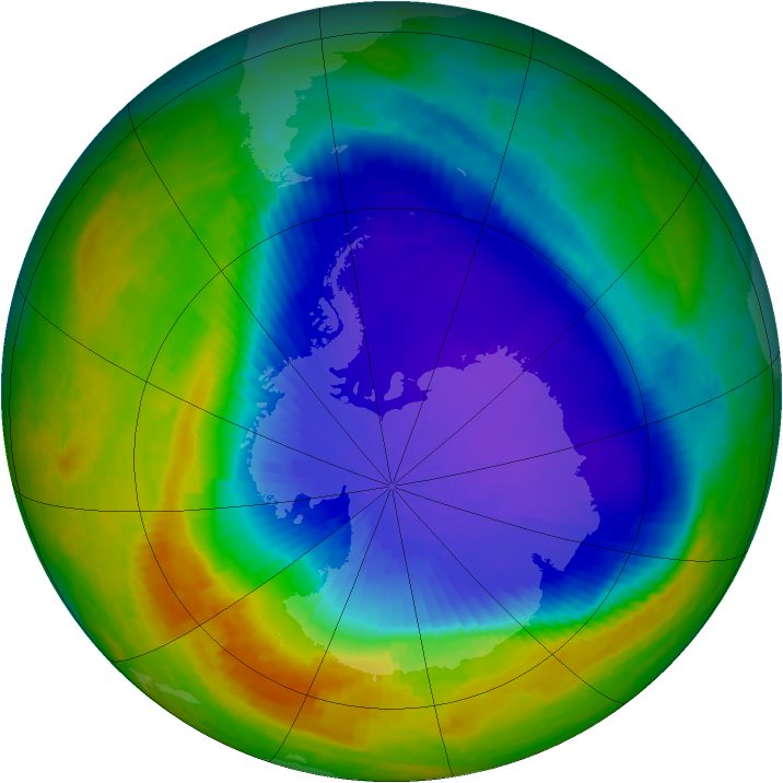 Antarctic ozone map for 22 October 2001